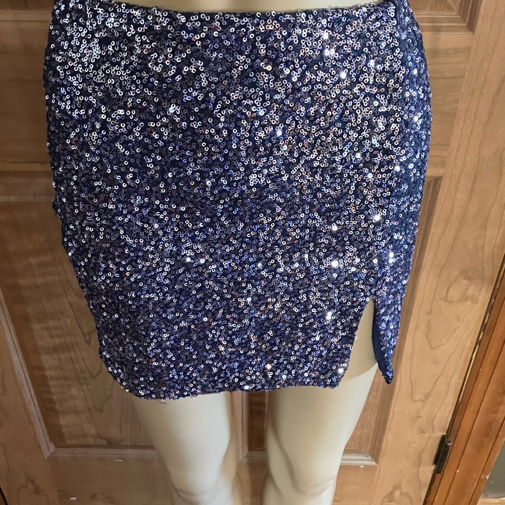 Windsor Sparkling Sequin Mini Skirt - Navy